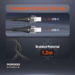 شارژر دیواری دو پورت USB-C PD و USB-A QC به همراه کابل  USB-C به USB-C با بدنه شفاف پرودو T20WACCC - Image 3